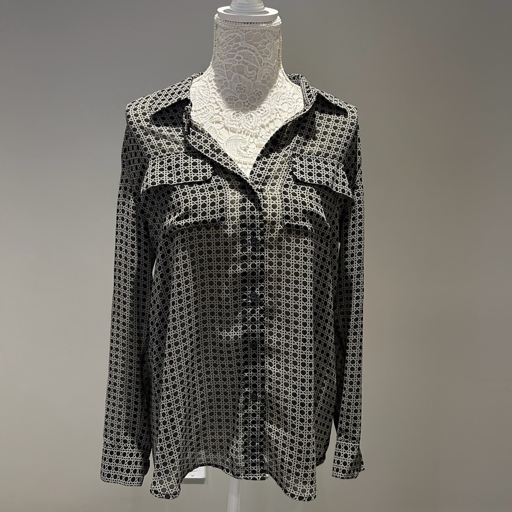 Charter Club Black and White Button Down Shirt